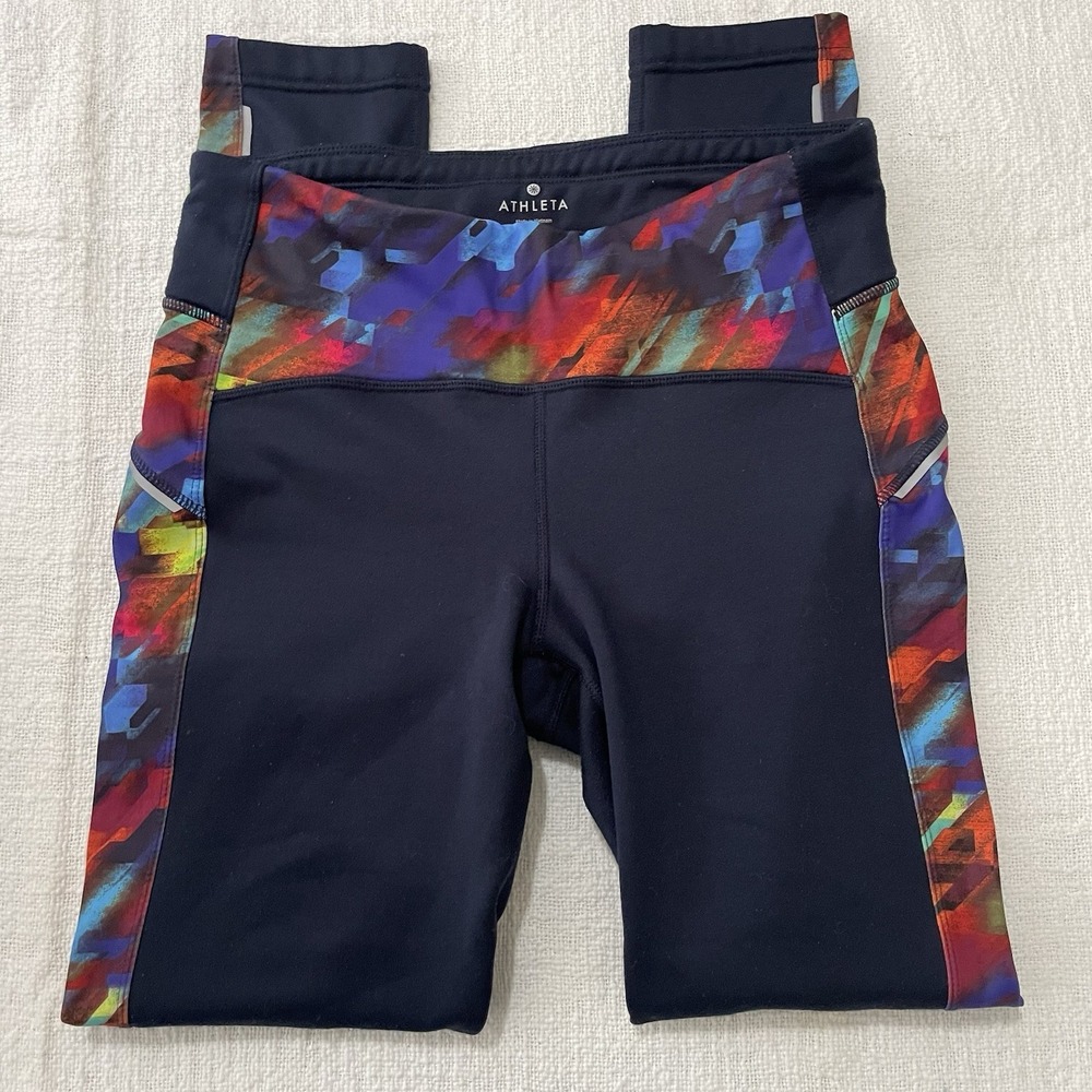 Athleta‎ Women's Medium Warm Colorburst Power Lift Tight Pants Navy Leggings